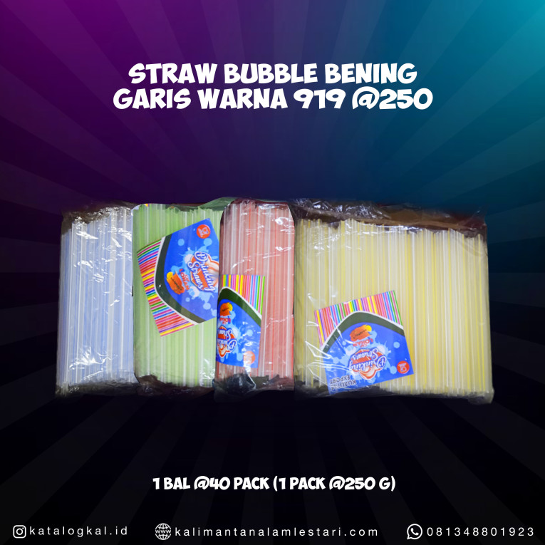 [Lohan] - Sedotan Straw Bubble Bening Garis Warna 919 @250