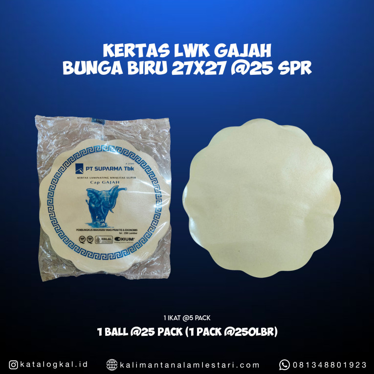 [Suparma] - Kertas LWK Gajah Bunga Biru 27x27 @25
